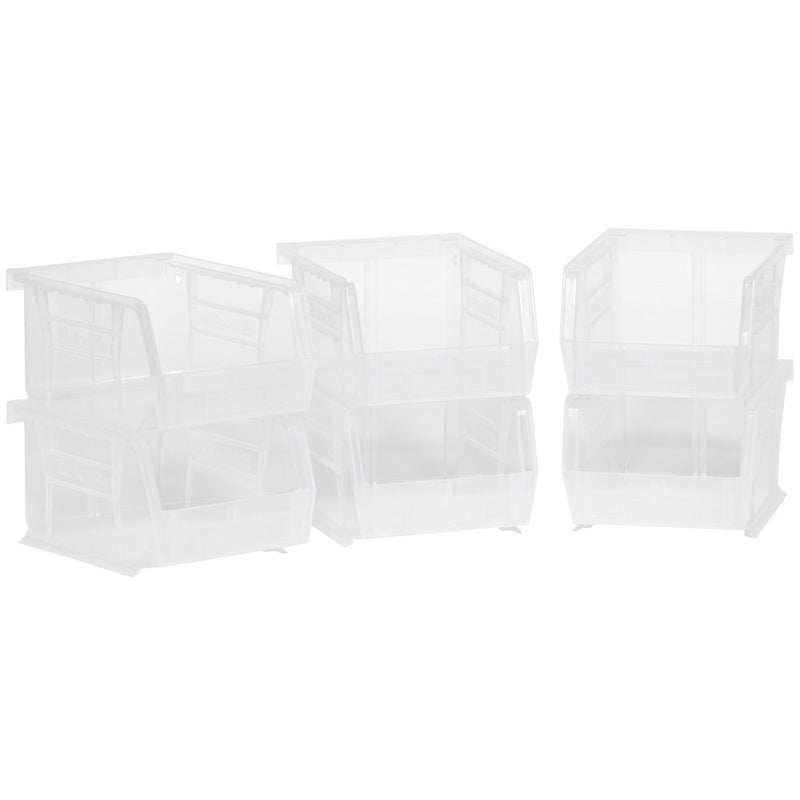 Akro-Mils 30210 AkroBins Plastic Storage Bins, Space-Saving Stackable Bins to use for Garage Organization Bins, Food Storage Bins, Snacks, and Craft Storage, 5-Inch x 4-Inch x 3-Inch, Clear, 6-Pack - Image 1